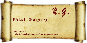 Mátai Gergely névjegykártya