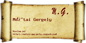 Mátai Gergely névjegykártya